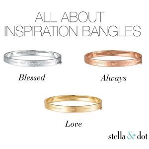 Stella & Dot Inspirational Bangle Bracelets Always & Love Rose Gold & Gold